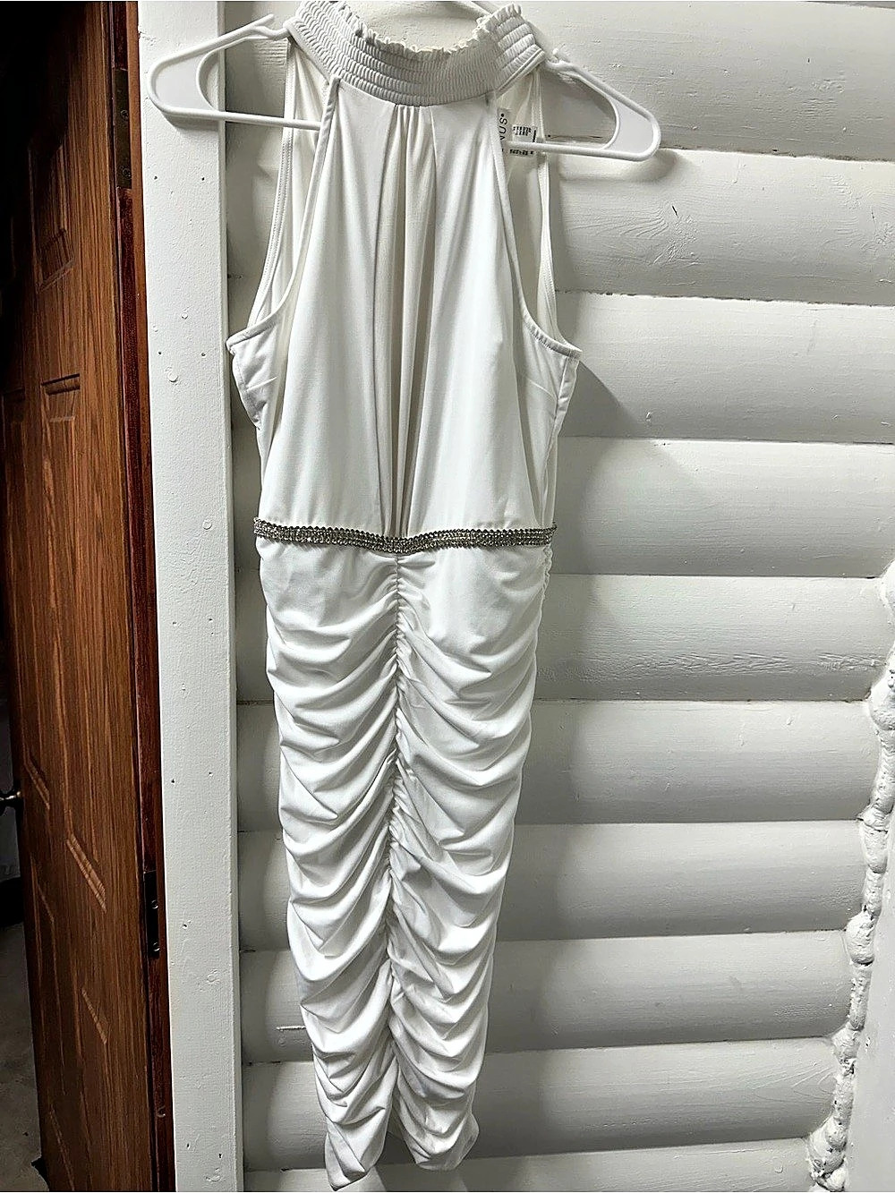 Ruched White Maxi Dress Like New